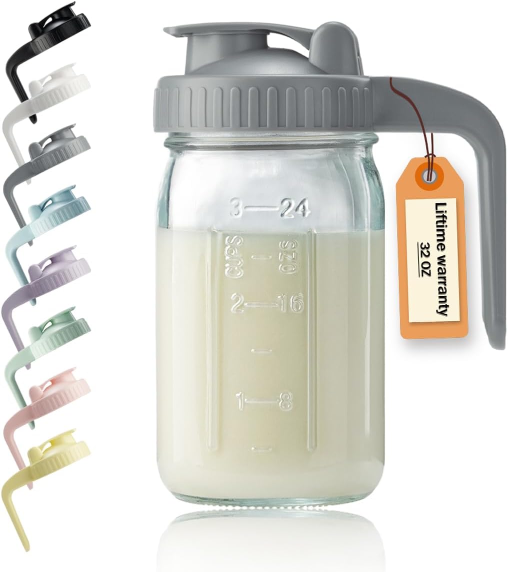 32oz Glass Pitcher with Lid & V-shaped Pour Spout