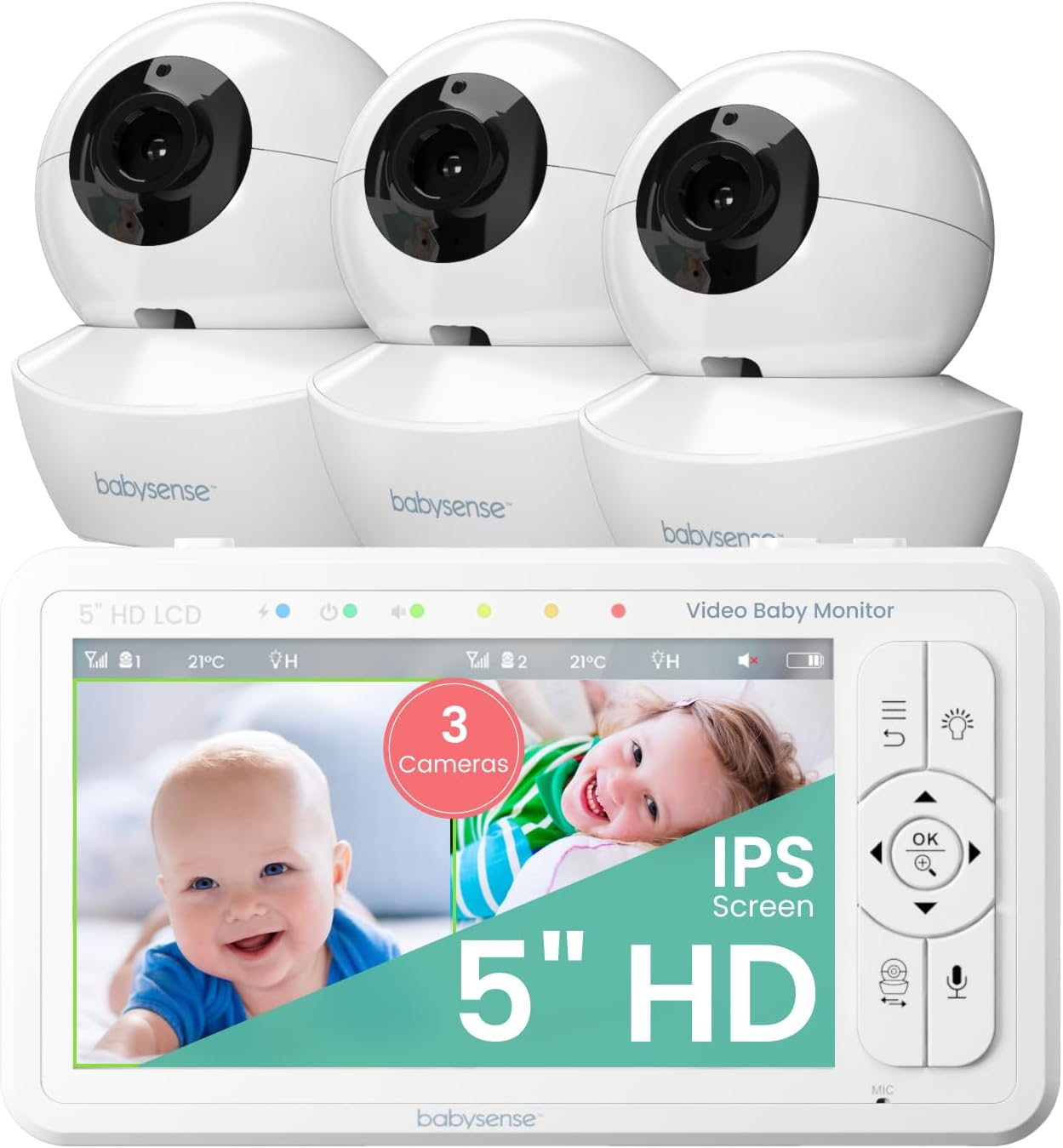 Babysense 5 HD Split-Screen Baby Monitor