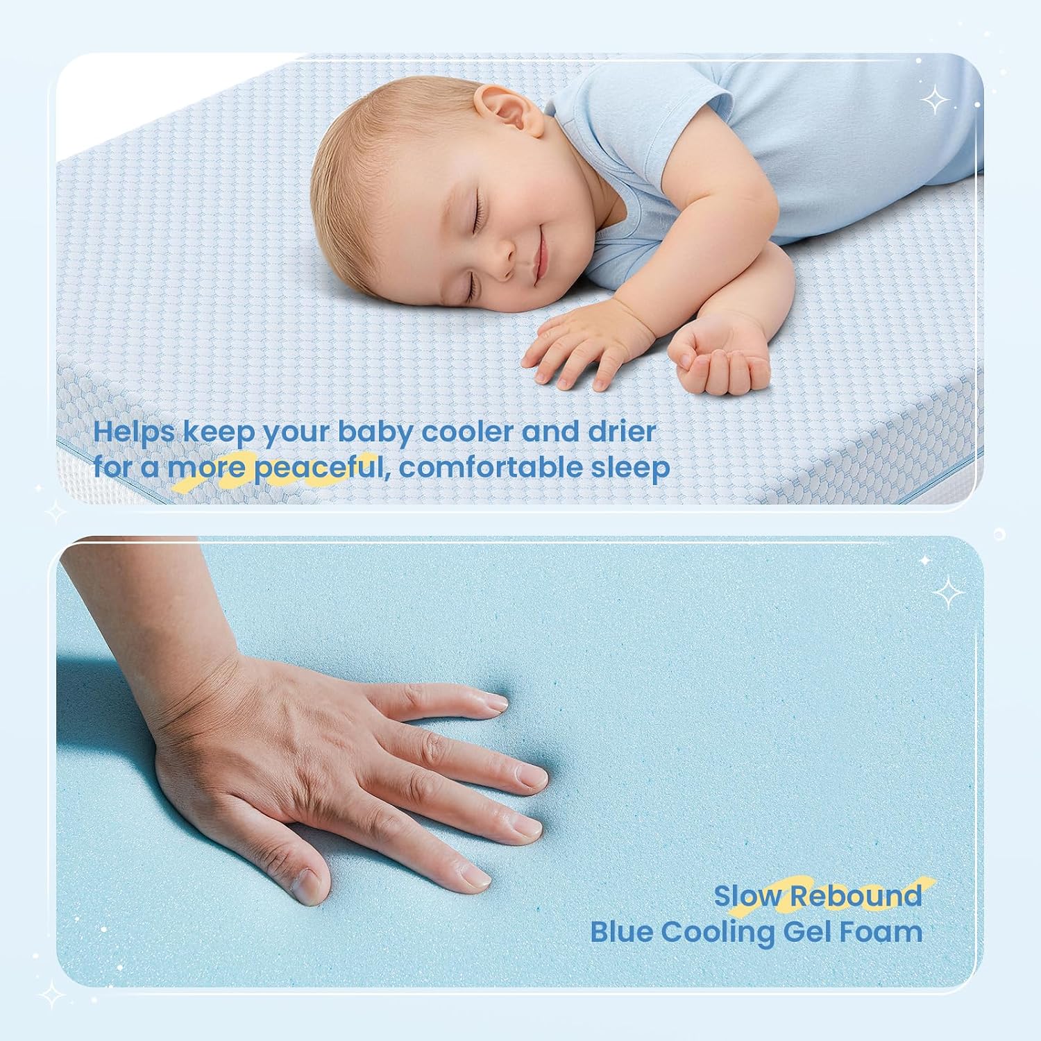 Dual-Sided Crib Mattress 52x27.5x6, Cooling Temperature Balance