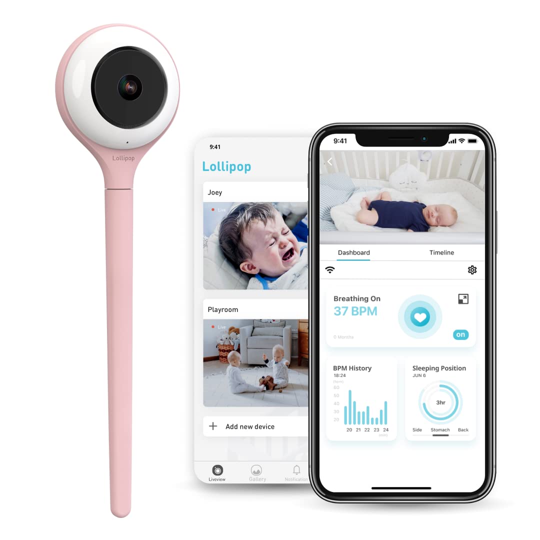 Lollipop Baby Monitor (Cotton Candy) -Full-Featured Smart Wi-Fi Camera