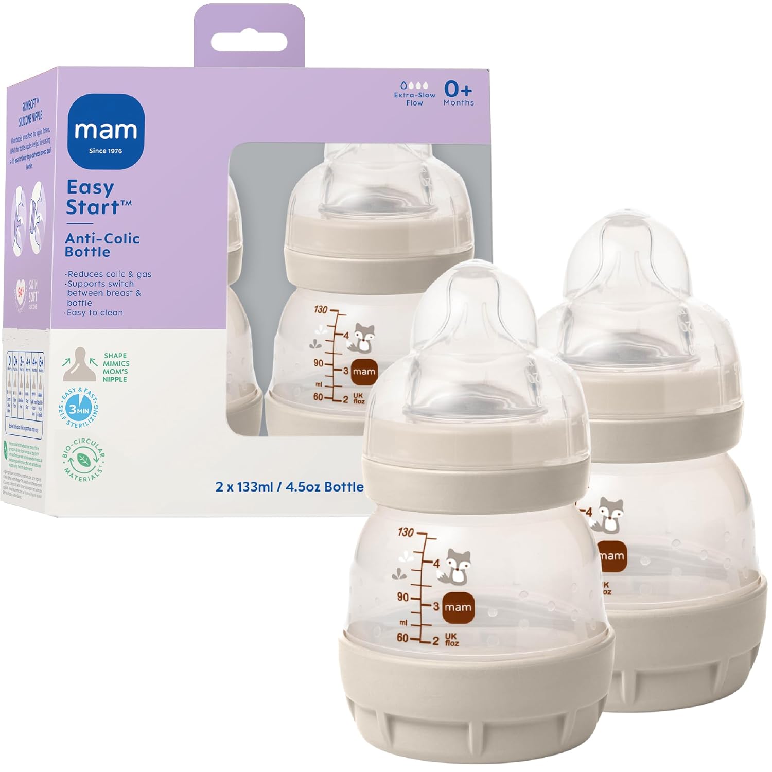 MAM 4.5oz Easy Start Anti-Colic+ Vented Baby Bottle