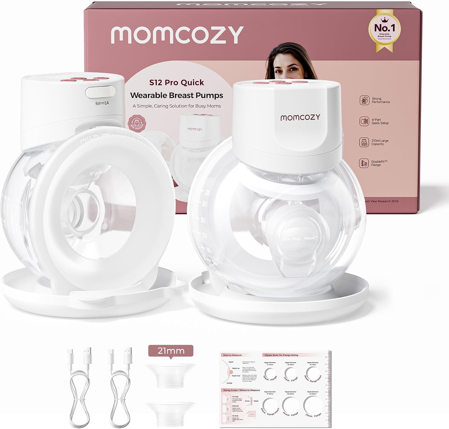 Momcozy Breast Pump S12 Pro Quick, 24mm Flange