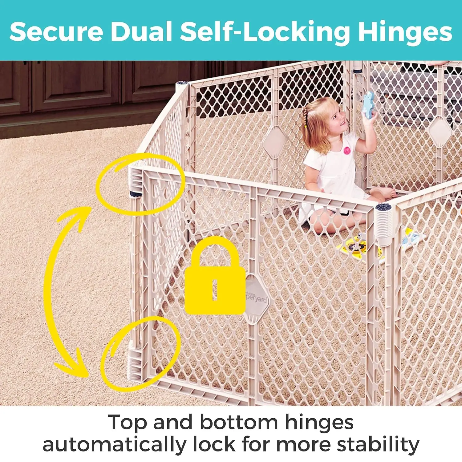 Toddleroo Superyard 6-Panel, 18.5 SqFt Baby Playard