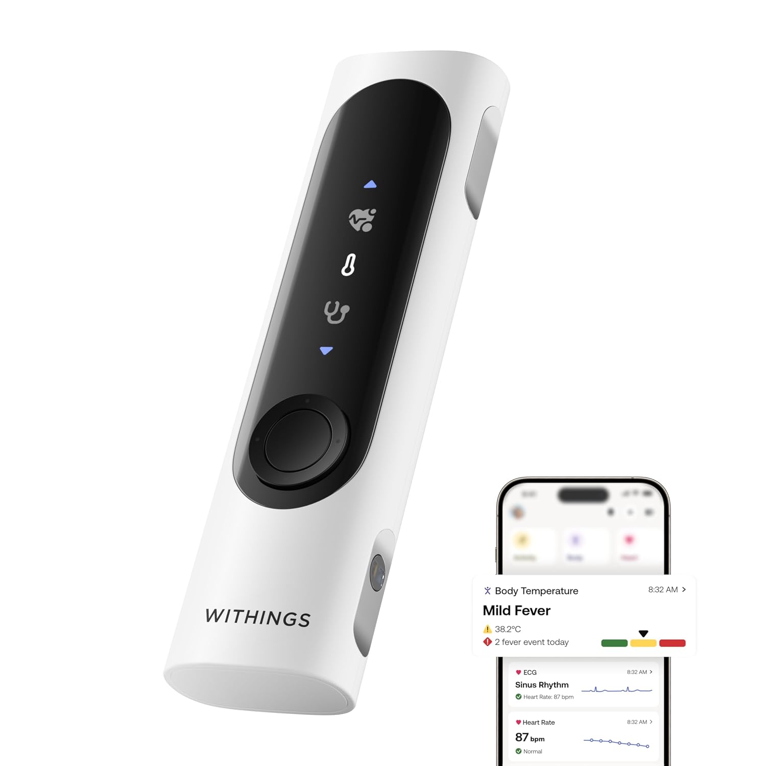 WITHINGS BeamO - Contactless Smart Thermometer, ECG Monitor, Stethoscope
