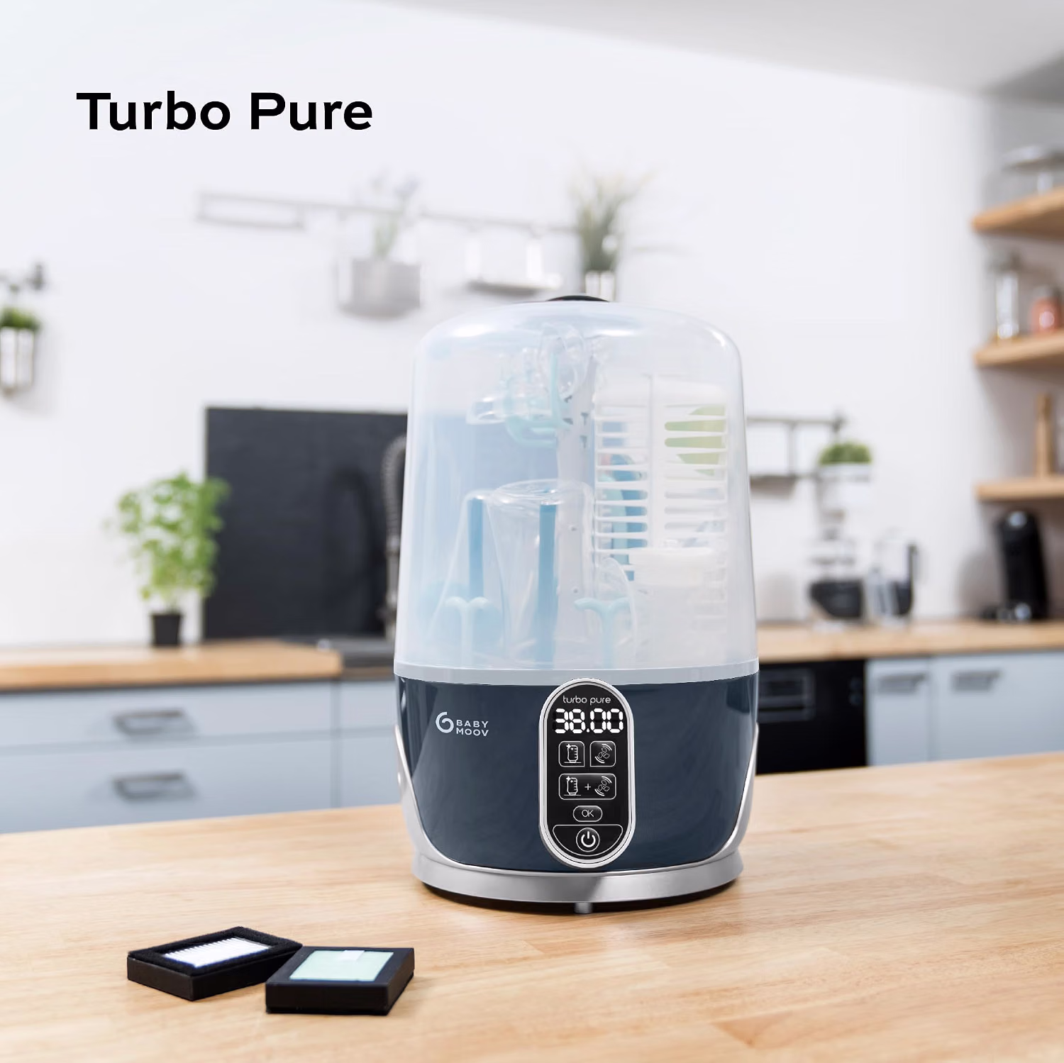 Babymoov Turbo Pure Bottle Sterilizer & Dryer, Eliminates 99.9% of Bacteria