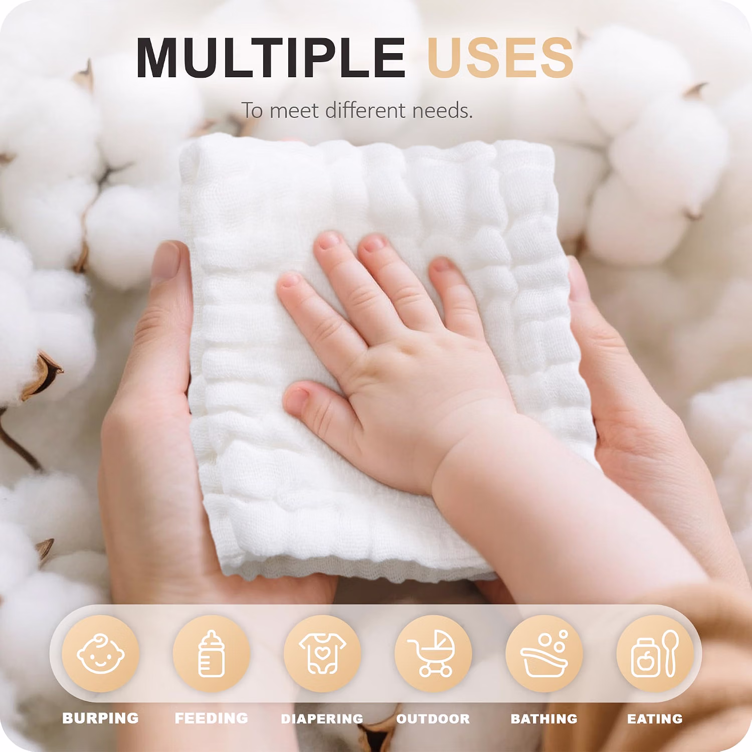 Cuddle Campus 6 Pack Muslin Baby Washcloths