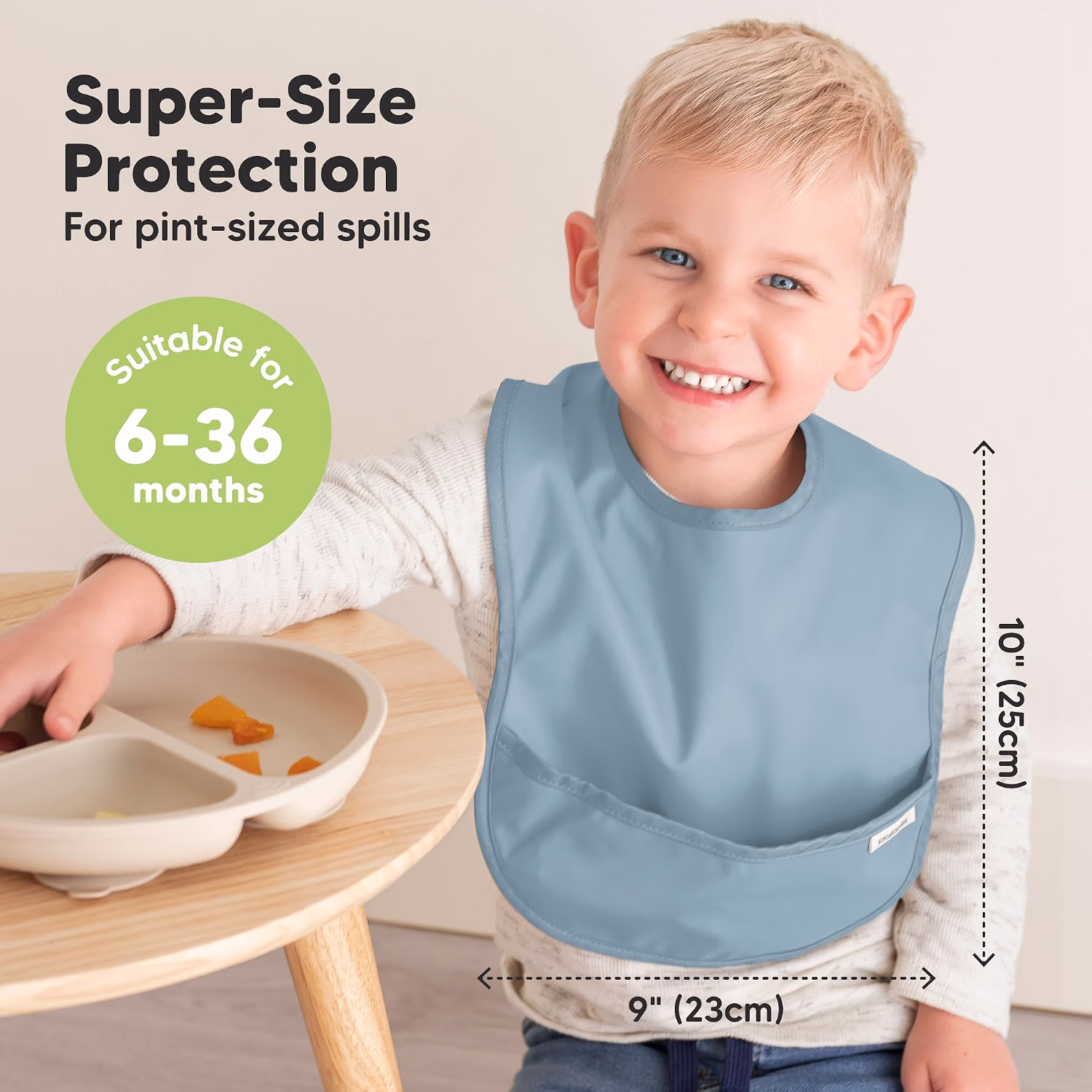 KeaBabies 3-Pack Waterproof Baby Bibs for Eating, Lightweight