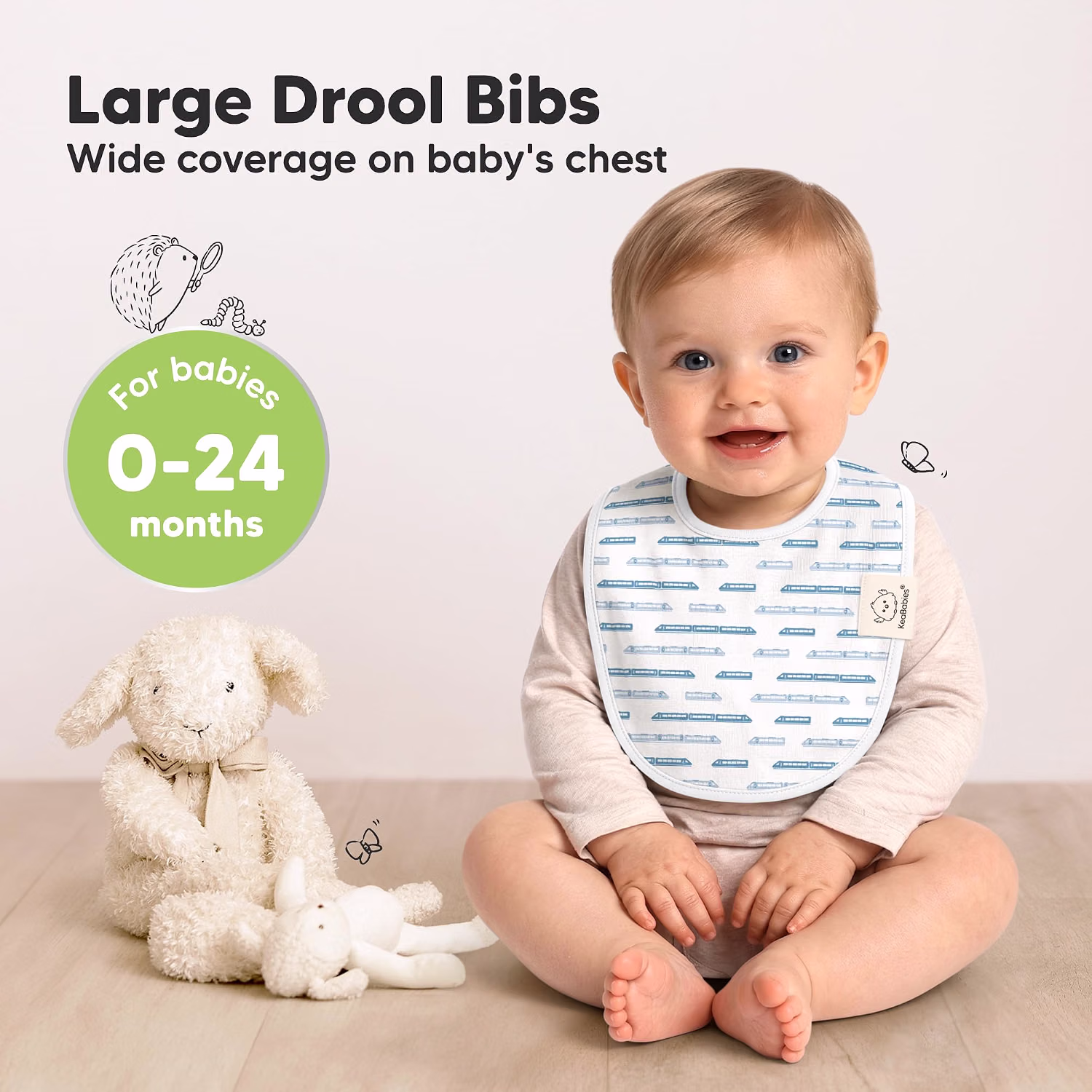 KeaBabies 8-Pack Organic Baby Bibs for Drooling and Teething