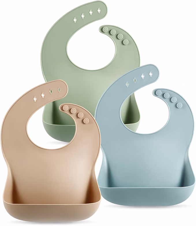 PandaEar Set of 3 Silicone Baby Bibs Waterproof